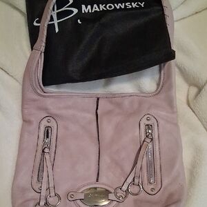 B. Makowsky Light Pink Leather Shoulder Bag